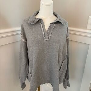 Free People We The Free Oversized Henley Pullover – Gray
